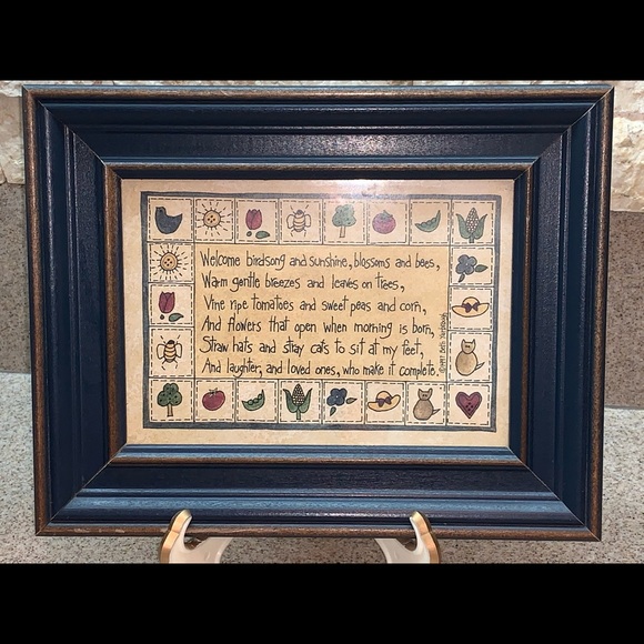 Framed Beth Yarbrough Country Poem 5” X 7”cornflower blue frame Summer Garden - Picture 8 of 9
